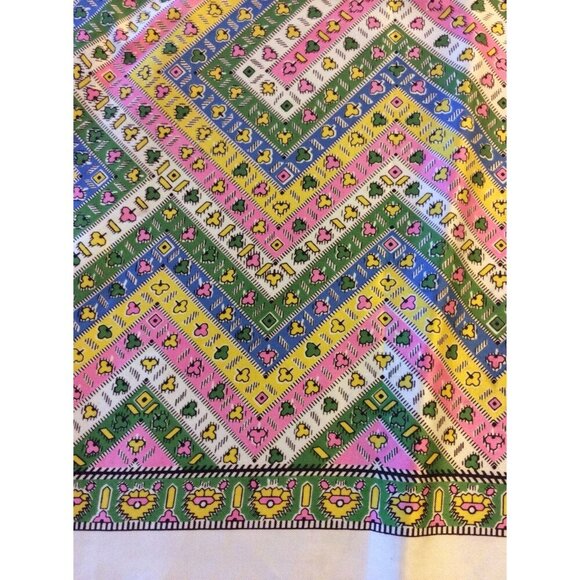 Mod Retro Paoli Geometric Square Scarf Tan Black Yellow Red - Picture 5 of 5